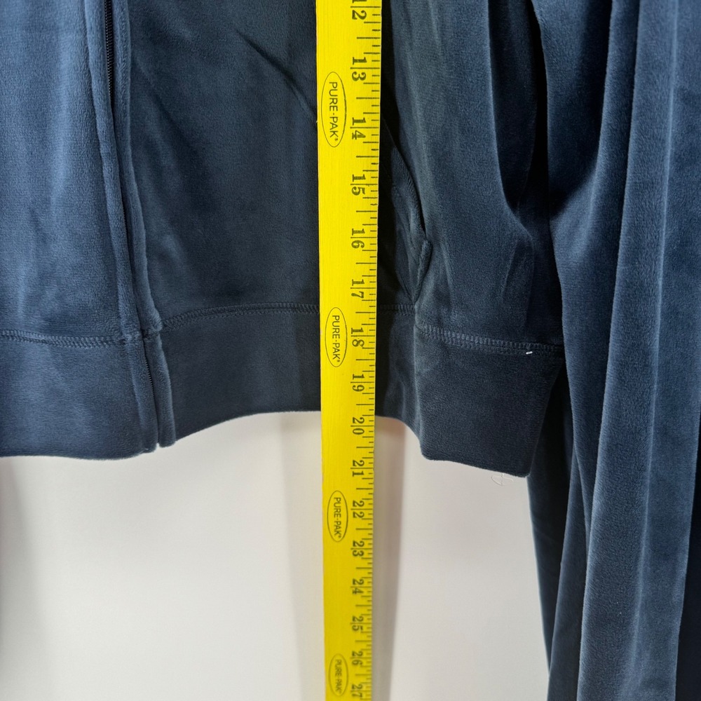 $199 Juicy Couture Large OG Bling Regal Blue Velour Tracksuit Hoodie Pant Set - Picture 5 of 7